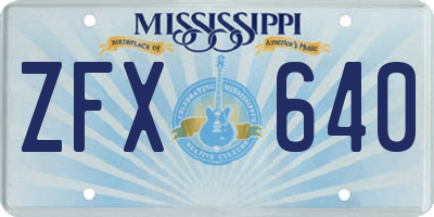 MS license plate ZFX640