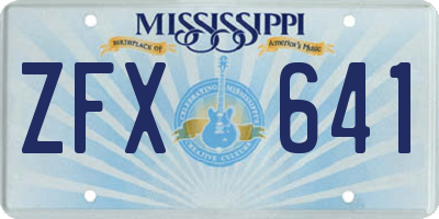 MS license plate ZFX641