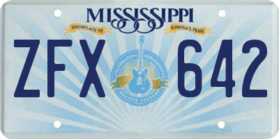 MS license plate ZFX642