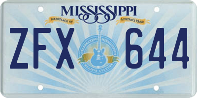 MS license plate ZFX644