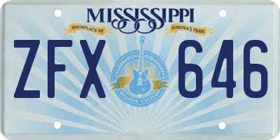MS license plate ZFX646