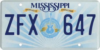 MS license plate ZFX647