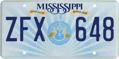 MS license plate ZFX648