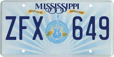 MS license plate ZFX649
