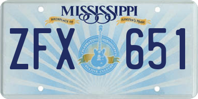 MS license plate ZFX651