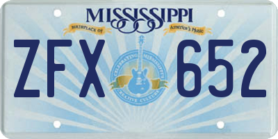 MS license plate ZFX652