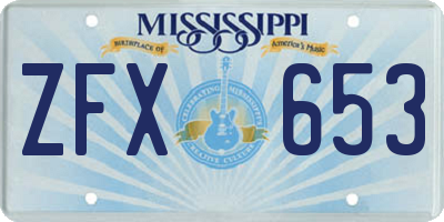 MS license plate ZFX653