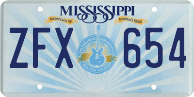 MS license plate ZFX654