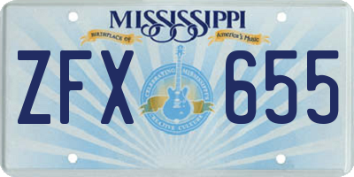 MS license plate ZFX655