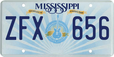 MS license plate ZFX656