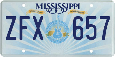 MS license plate ZFX657