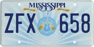MS license plate ZFX658