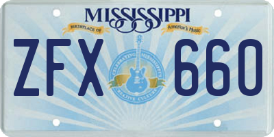 MS license plate ZFX660