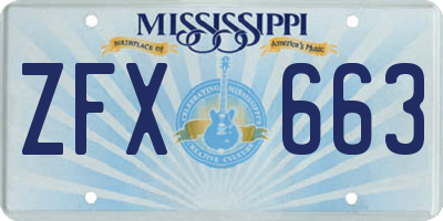 MS license plate ZFX663