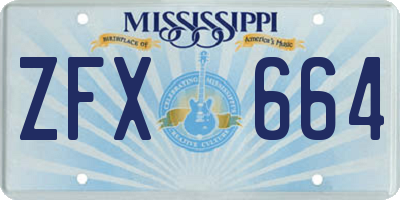 MS license plate ZFX664