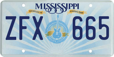 MS license plate ZFX665