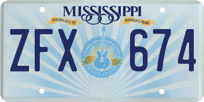 MS license plate ZFX674