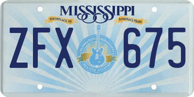 MS license plate ZFX675