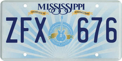 MS license plate ZFX676