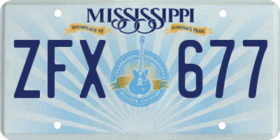 MS license plate ZFX677