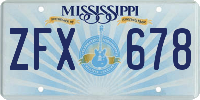 MS license plate ZFX678
