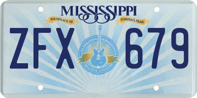 MS license plate ZFX679