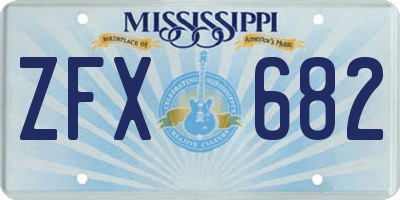 MS license plate ZFX682