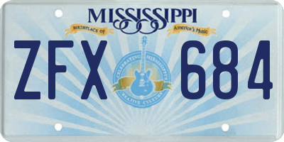 MS license plate ZFX684