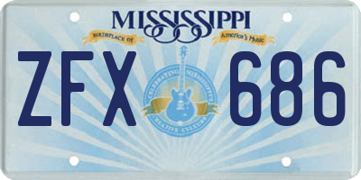 MS license plate ZFX686