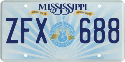 MS license plate ZFX688