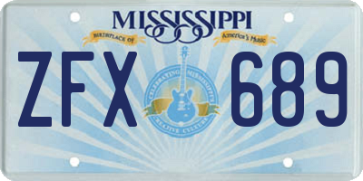 MS license plate ZFX689