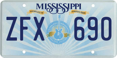 MS license plate ZFX690
