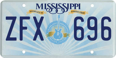 MS license plate ZFX696