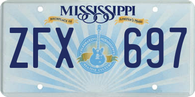 MS license plate ZFX697