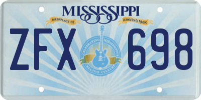 MS license plate ZFX698