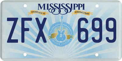 MS license plate ZFX699
