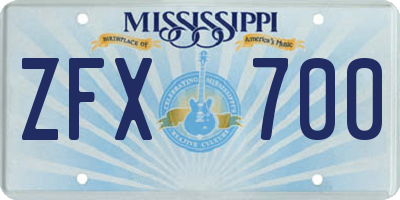 MS license plate ZFX700