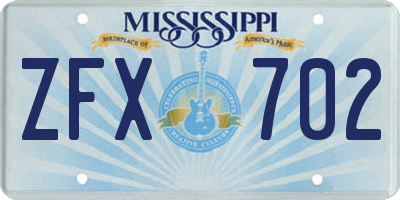 MS license plate ZFX702