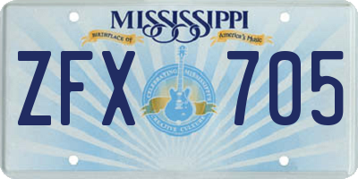 MS license plate ZFX705