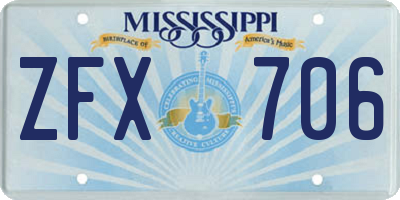 MS license plate ZFX706