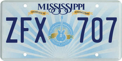 MS license plate ZFX707