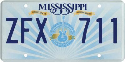 MS license plate ZFX711