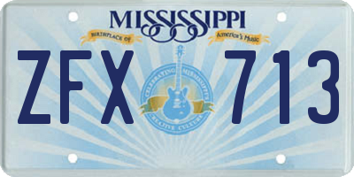 MS license plate ZFX713