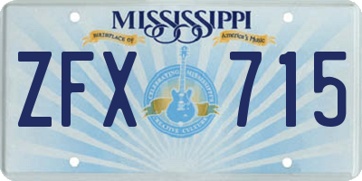 MS license plate ZFX715
