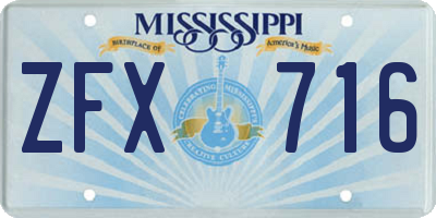 MS license plate ZFX716