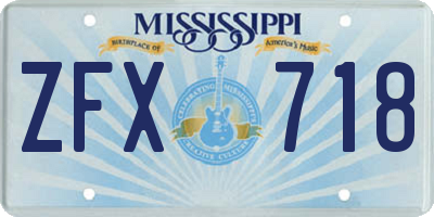 MS license plate ZFX718