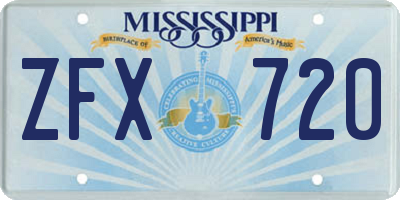 MS license plate ZFX720