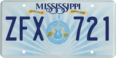 MS license plate ZFX721
