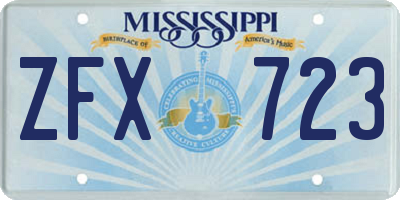MS license plate ZFX723