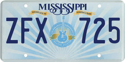 MS license plate ZFX725
